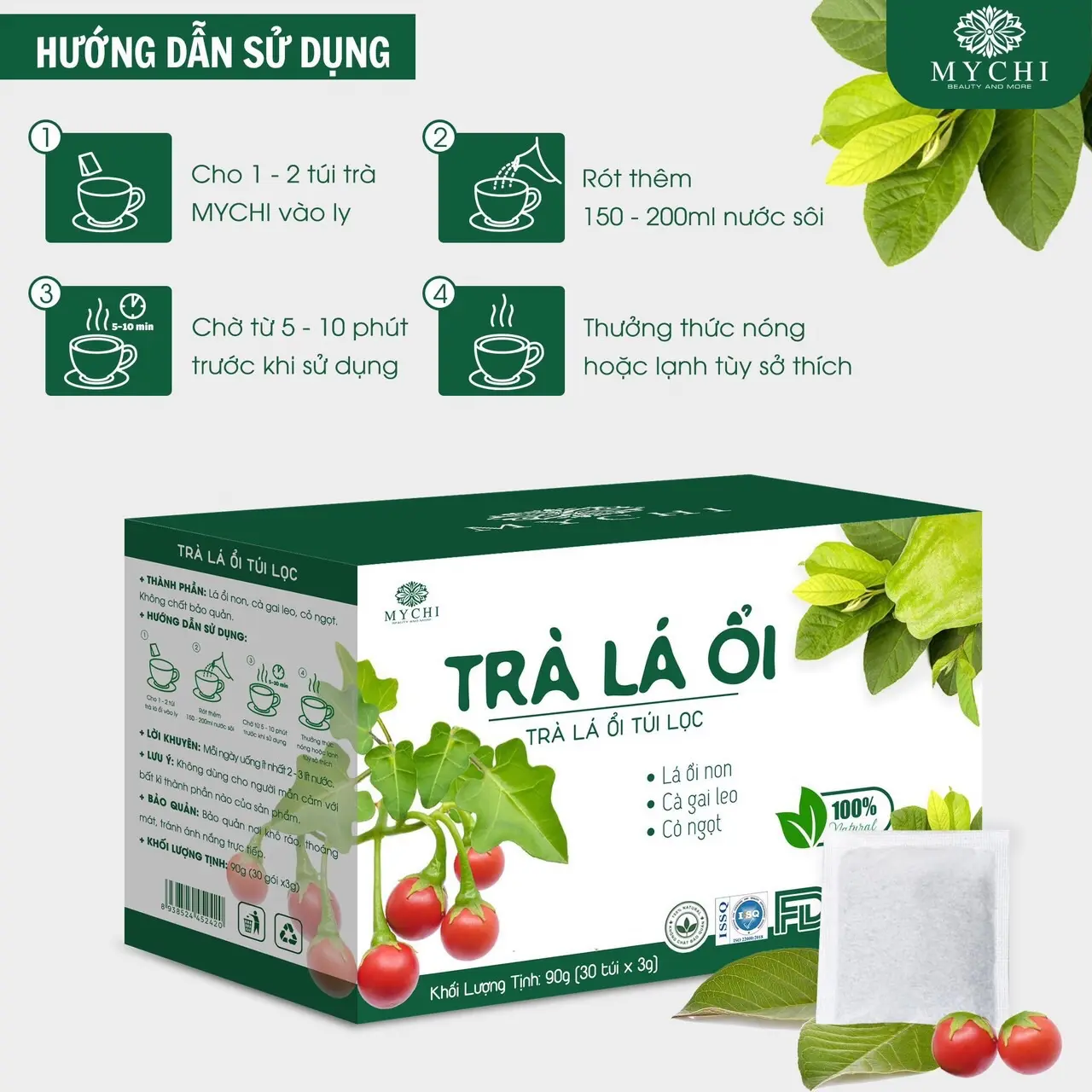 (Giá sỉ 1 hộp) Trà Lá Ổi Mychi (Bao đồng kiểm hàng)
