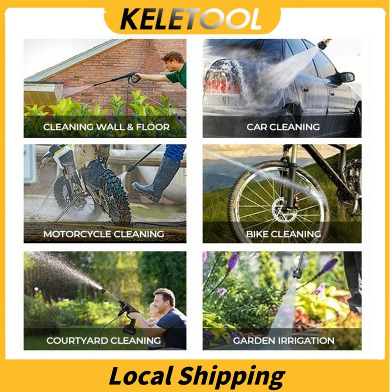 Product Introduction of LOCAL SHIPPING SG SELLER LOCAL STOCK  Water Spray Gun Water Jet High Pressure Powerful Sprayer Car Wash Washer Cordless Portable 8