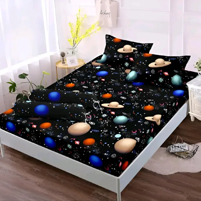 Seprei Motif Space Terbaru Sprei Kartun Luar Angkasa Termurah Seprai Katun No 1 King Size FREE Sarung Bantal Guling Sudut Karet Seprai 0