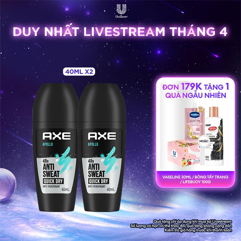 Combo 2 Lăn khử mùi Axe hương nước hoa Apollo 40ml nam tính hỗ trợ ngăn mùi [1]