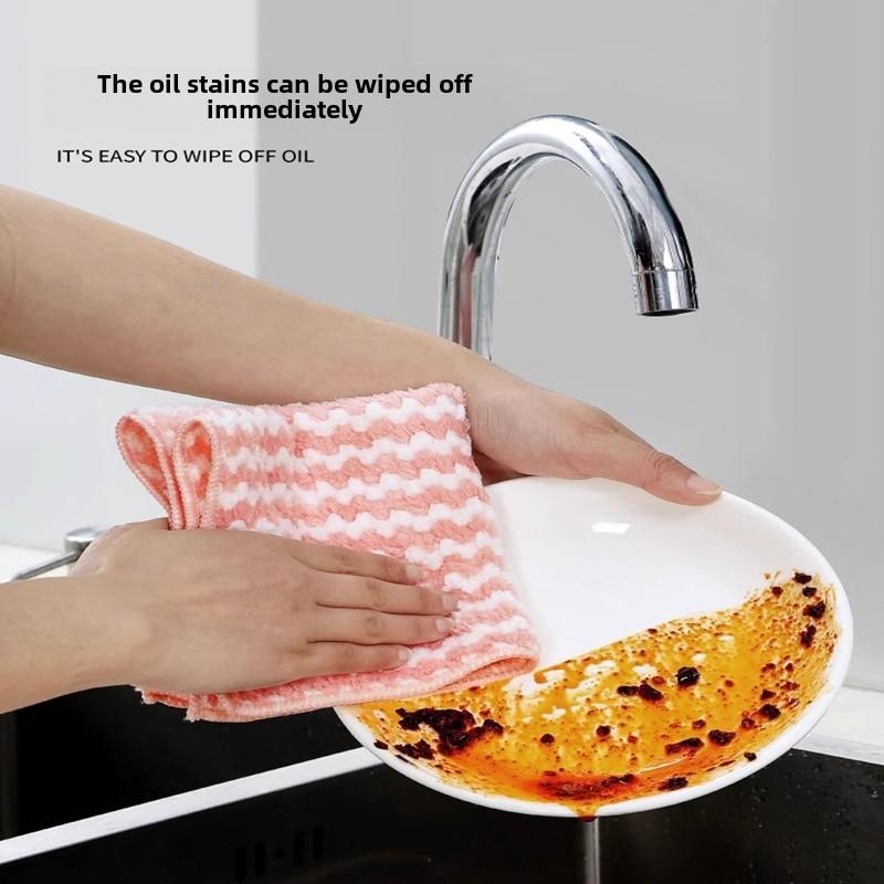 Kitchen Cleaning Cloth Towel Dishwashing Cloth Household Lazy Glass Table Cleaning Non-Shedding Absorbent Non-Greasy microfiber  cloth 2