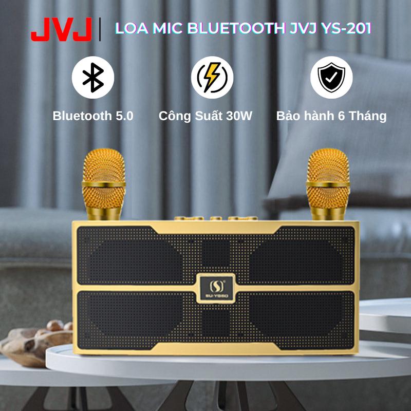 Loa bluetooth karaoke kèm 2 micro JVJ YS-201 Không dây, công suất lớn 30W - Loa YS 201 karaoke mini - Bảo hành chính hãng 06 Tháng