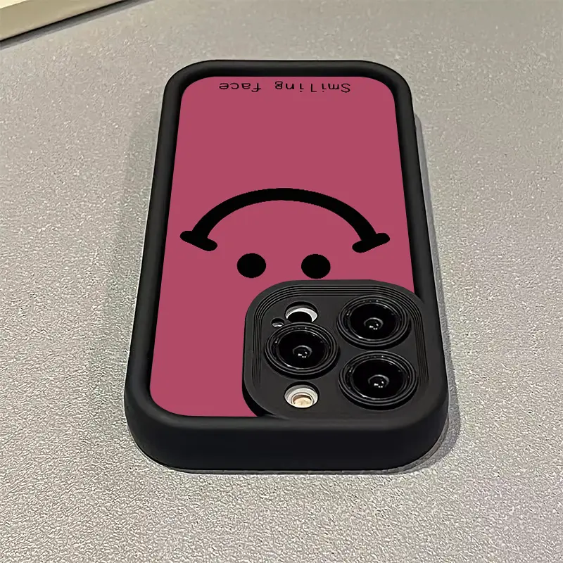 Vỏ tương thích cho iPhone 15, 14, 13, 12, 11 Pro Max, X, Xr, Xs Max, SE, 8, 7 Plus, biểu cảm mặt cười tối giản, Cặp đôi dễ thương, ống kính Ốp Điện Thoại , bao gồm tất cả, vỏ silicon mềm chống sốc cho điện thoại, nắp lưng TPU 8