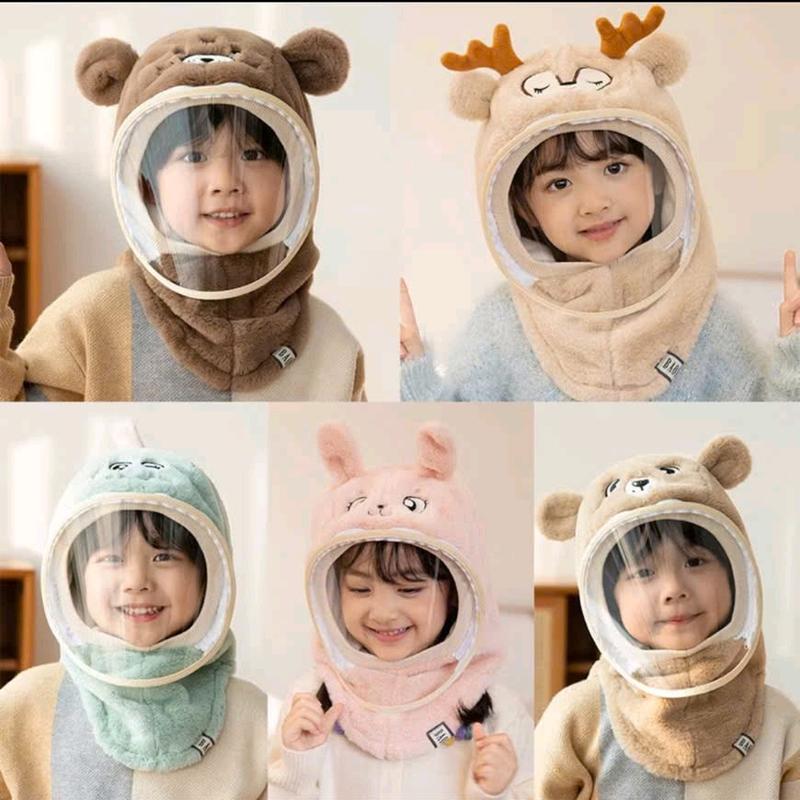 Mũ Len Lông Cừu Trùm Đầu Có Kính Chắn Gió Giữ Ấm Cho Bé Kèm Mặt Nạ Chống Gió Bụi kính  chắn Kem Hat Nón Voi Kaki
