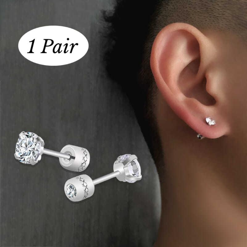 Bộ 1 / 2 Cặp Bông Tai Titan, Đính Kim Cương Giả, Phụ Kiện Thời Trang, Dành Cho…