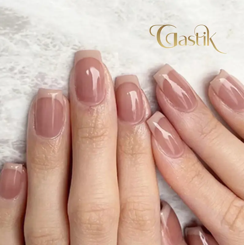 M-G169 French kotak Pendek Kuku Palsu / Fake Nail Free Lem Gel/Jelly dan Sticker Lucu 1