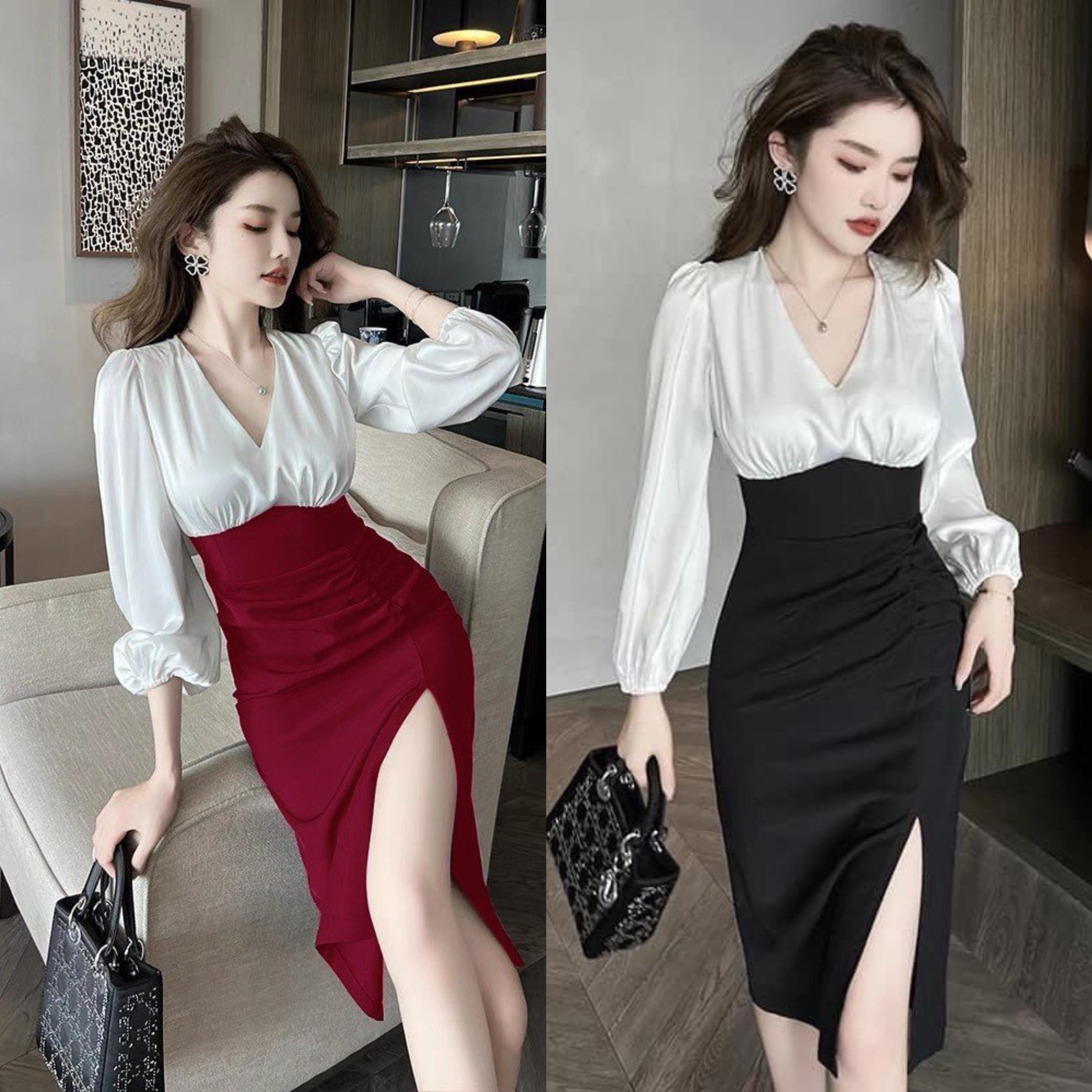 Thời Trang Bigsize Váy Dự Tiệc Cao Cấp Thanh lịch 50 - 100Kg Nữ Cotton Dress Đầm Women Đen - A.1130