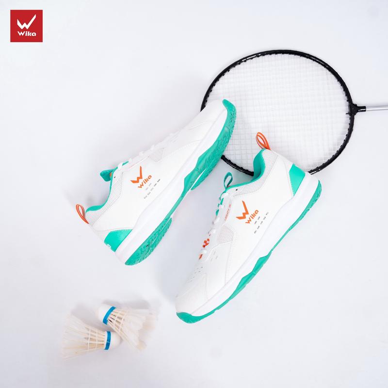 Giày bóng chuyền, Giày cầu lông Wika Maru màu Trắng nam nữ chính hãng tặng tất dệt kim khử mùi - Đế Eva chơi trên sân bê tông tốt