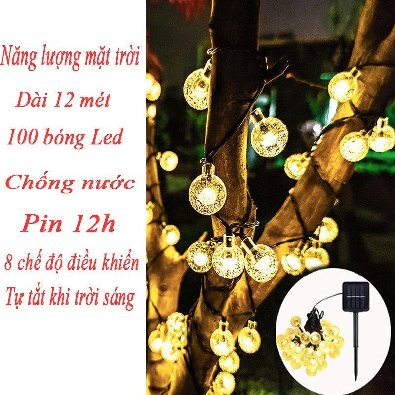 Đèn LED năng lượng mặt trời 8 chế độ, dây dài 12m 100 bóng 3