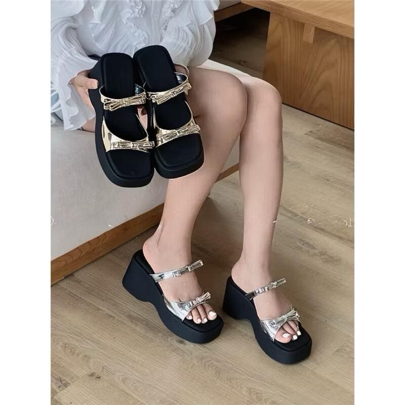 Vyshoesshop - Dép bánh mì nữ Bigsize (nhiễu xịn) - 2 nơ nhị xinh, đệm dép cực êm, đế cao cấp chống trơn trượt M439 - GiàY, Giày Bệt DéP Nhung Hoa sandal  nữ 5