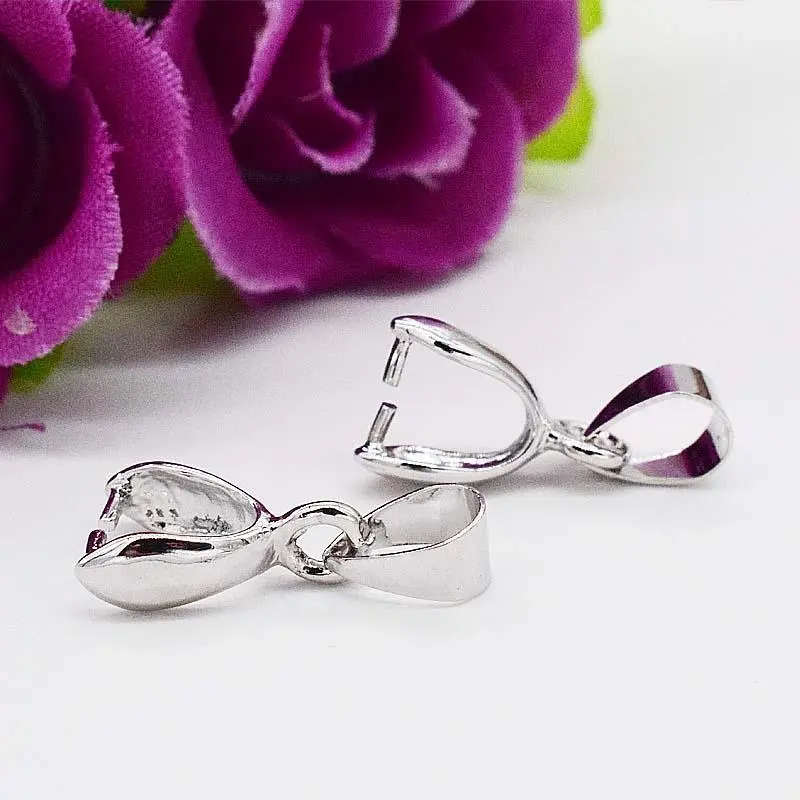 Khóa Mặt Dây Chuyền, Kẹp Chốt Mạ Bạc Khóa Mặt Dây Chuyền Ngọc Bích, Móc Cài Mặt Dây Chuyền Ngọc Bích, Móc Cài Vòng Cổ Pha Lê Ngọc Lục Bảo Phụ Kiện Tự Làm 1