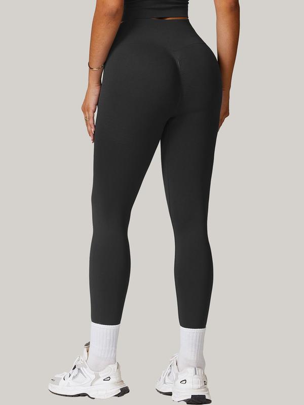 Women's Solid High Waist Seamless Sports Skinny Pants, Sporty Comfy Breathable Leggings for Yoga Gym Workout, Ladies Sportswear for All Seasons 7