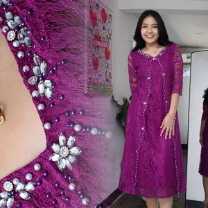 Terlaris Terbaru Dress Gabriel Brukat Premium Mix Payet/Dress Natal/Dress Kondangan/Dress Pesta/Dress Jumbo Ld 130