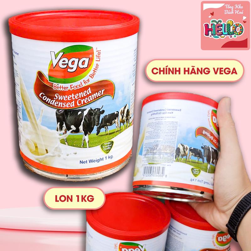 Combo 4 Lon VEGA Kem Đặc 1kg - Nhập Khẩu Malaysia Chính Hãng - Nguyên Liệu Làm Bánh Flan Yogurt Pha Cà Phê Sinh Tố - Hộp Lớn Tiện Dụng Tiết Kiệm | condensed milk - HELLOTONGKHOBACHHOA