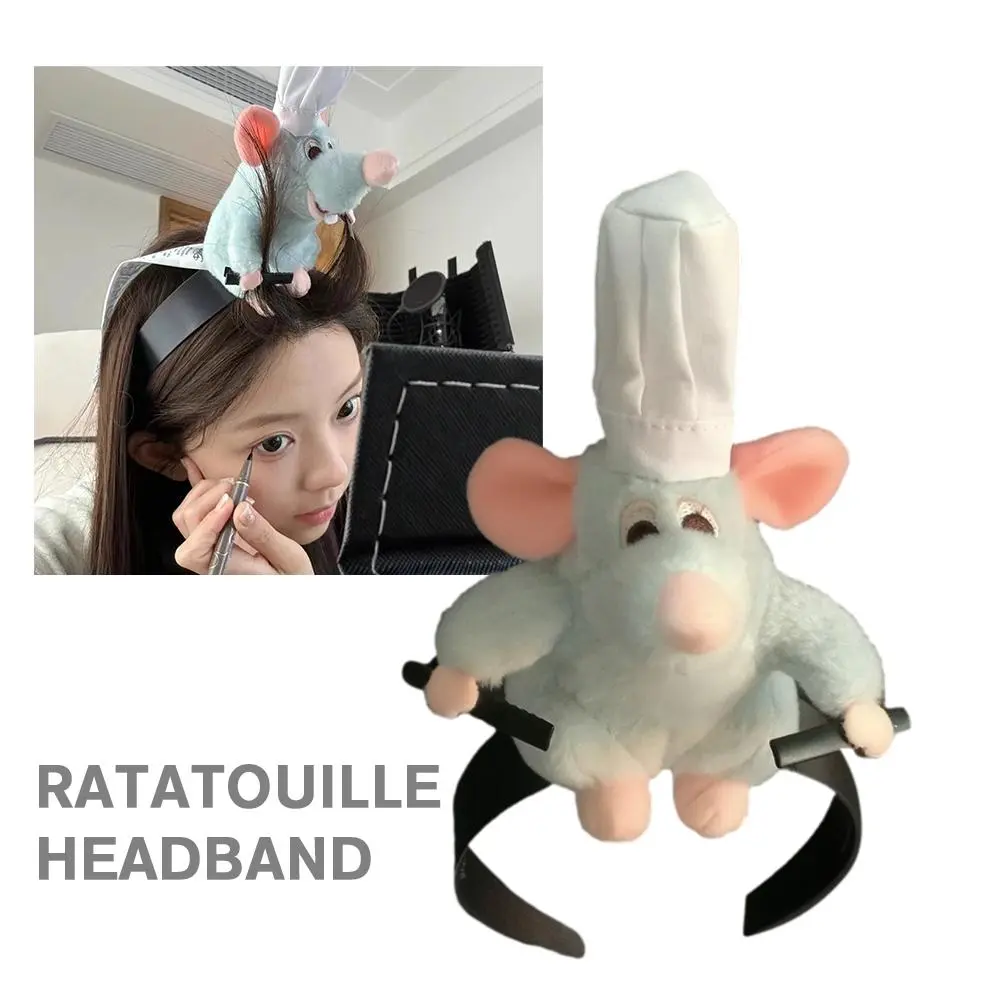 Ratatouille Headband Plush Doll Hairpin Rat Mouse Head Clip Toy Hair Hoop Accessories For Women Headdress Gift
