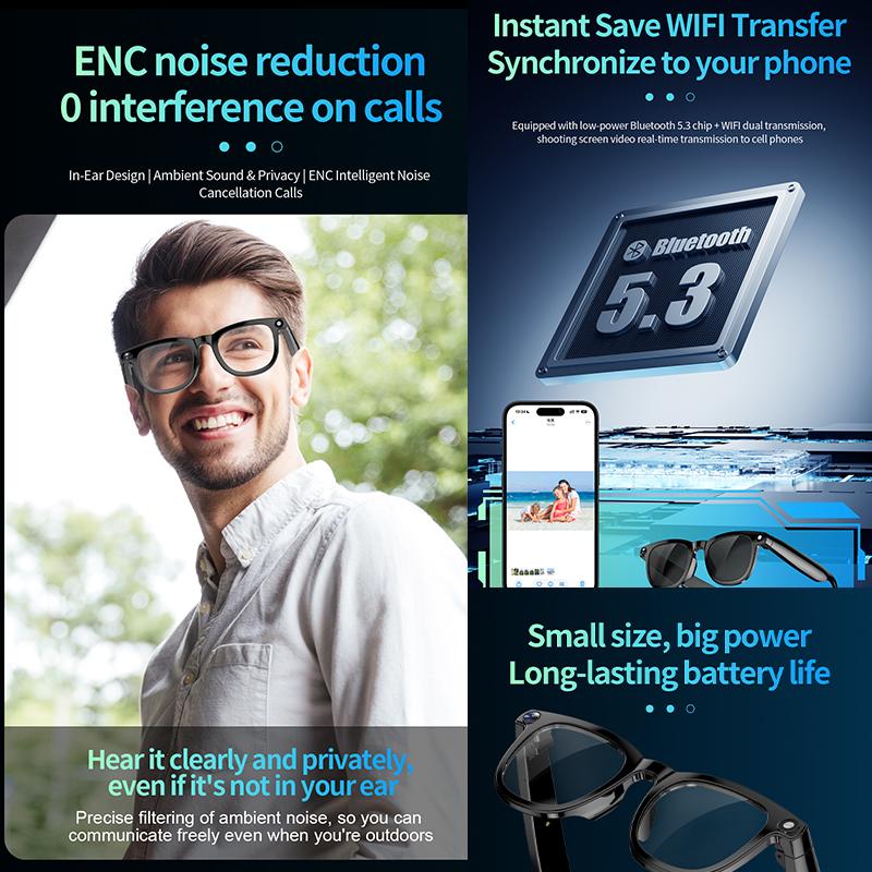 New AI Smart Glasses 800W HD Camera Photo Video Recording Translation Al Office Assistant Music Wireless Call Smart Glasses 2026