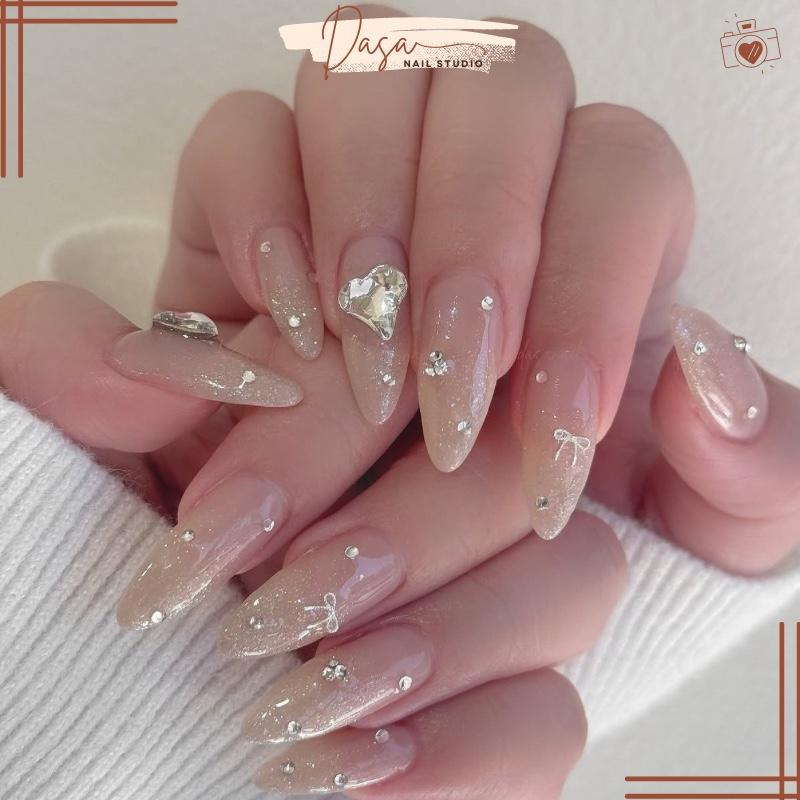  Móng tay giả Dasa thiết kế dài nail box from tròn nhọn GIÁ RẺ mẫu dài họa tiết nơ xinh xắn TẶNG KEO DÁN MÓNG MT077 sơn gel mong gia nhũ 