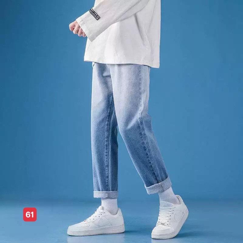 Quần baggy jean nam ống rộng màu xanh nhạt wash phối 2 màu chất bò dãn nhẹ B061 dáng chuẩn Menswear Pants Có Túi  - TCS Trùm Chuyên Sỉ 1