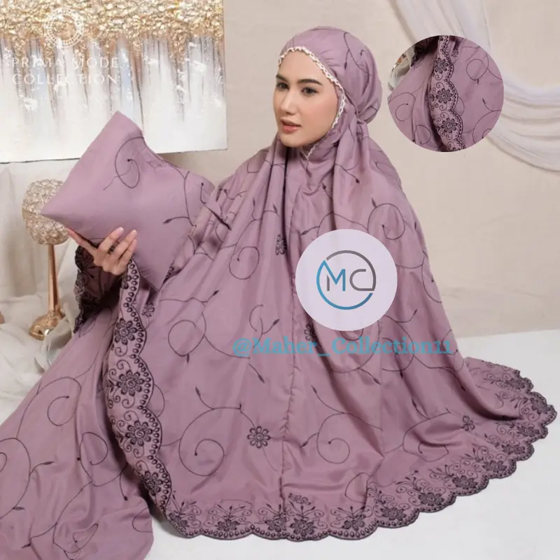 Mukena Gracella Dewasa Bunga Teratai Full Bordir Mewah Free Tas 2
