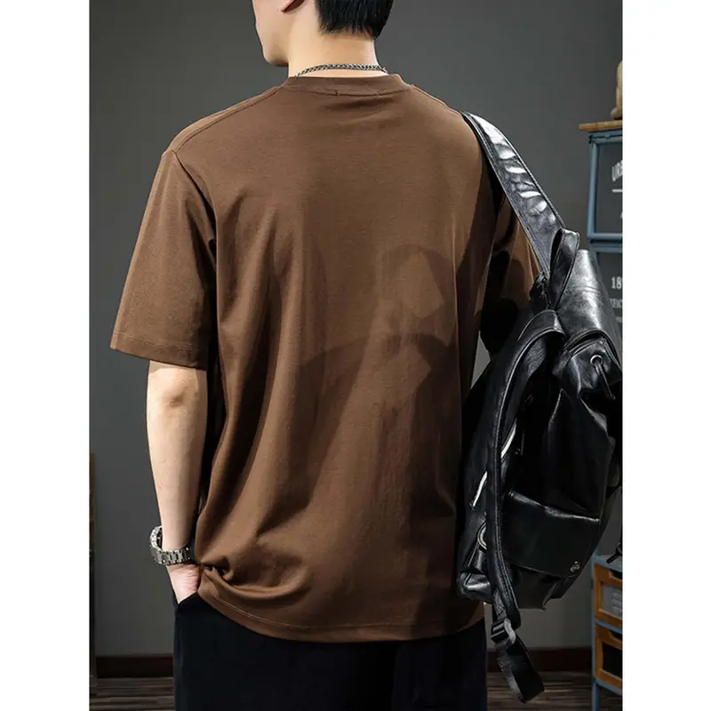 Baju Trip Adventure Men's 100% Cotton Casual Crew Neck T-Shirt with Alphabet Moon Digital Heat Transfer Print - Regular Fit Knit Fabric Short Sleeve Top with Slight Stretch kaos  psht 8