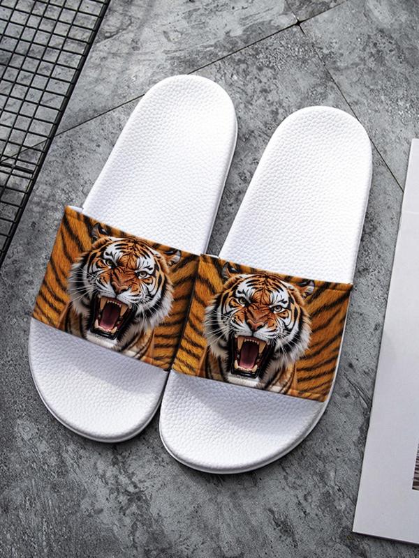 Women's Tiger Print Slides, Casual Comfortable Home Slippers, Soft Non-slip Slippers for Indoor & Outdoor Wear, Flipflop 4