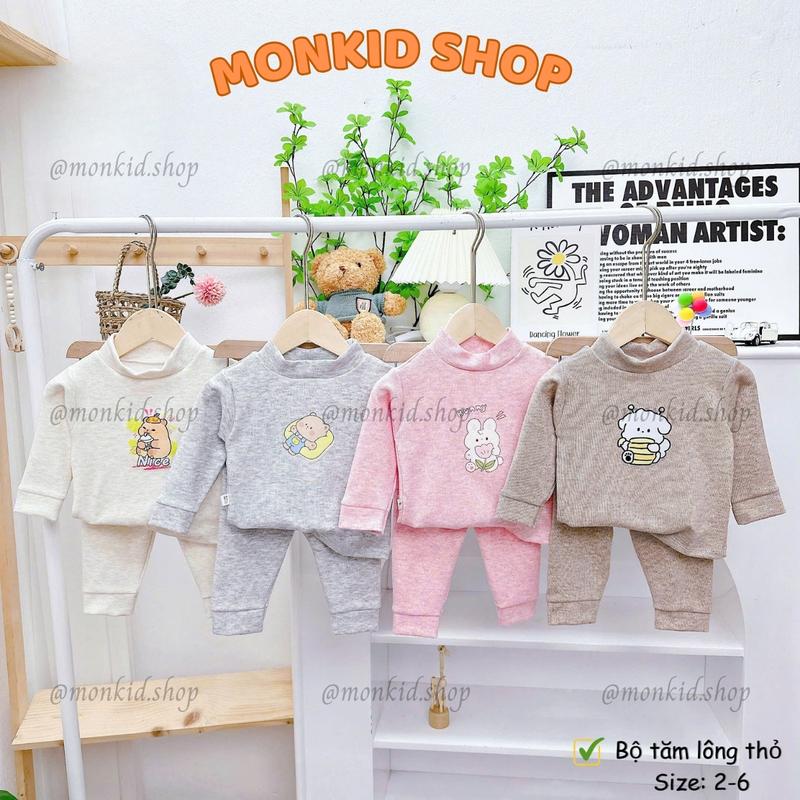 Bộ Quần Áo Dài Tay Chất Len Lông Thỏ QC Mềm Mịn Co Giãn Ấm Áp Cho Bé Trai Bé Gái 5-15kg