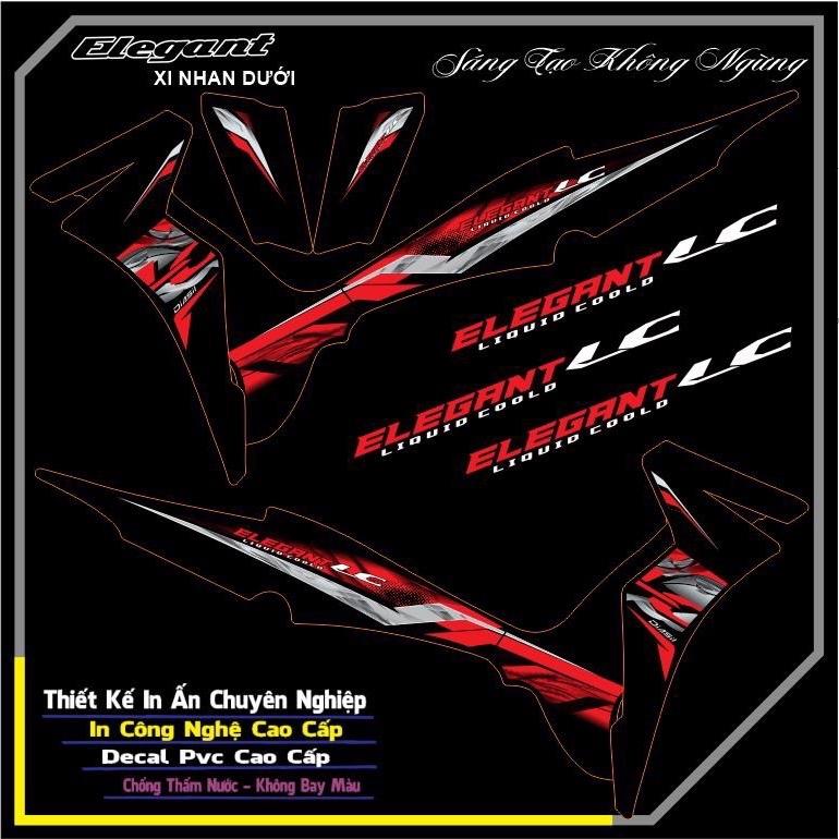 Decal dán xe elegant xi nhan dưới dàn áo màu đen mẫu chữ Lc đỏ xám in decal trắng dán trang trí Nhãn Dán Tem