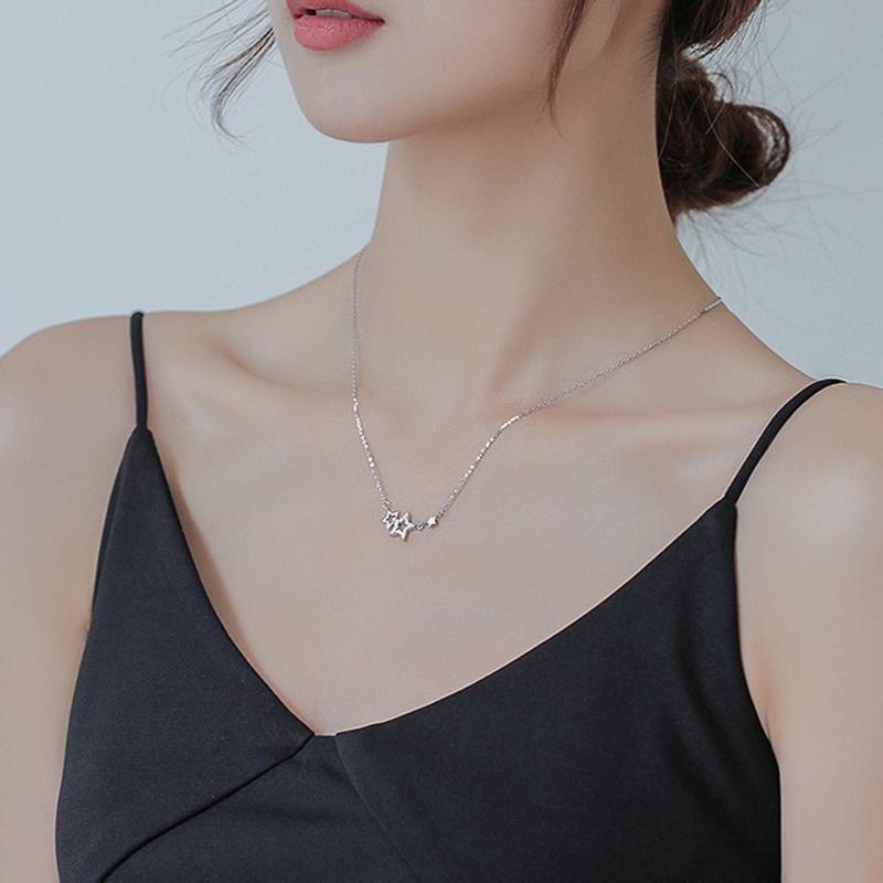 Product Introduction of Trendy Sweet Temperament Adjustable For Girls  Woman Clavicle Choker Neck Jewelry Star Pendant Korean Chain Necklaces 10