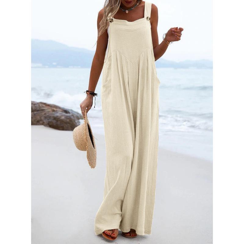 Product Introduction of National style fashion solid color wide-leg jumpsuit with body clothes 6