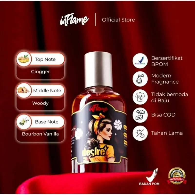 inflame Desire + parfum pria best seller Eau De Parfum 30ml Wangi Perfume Cowok