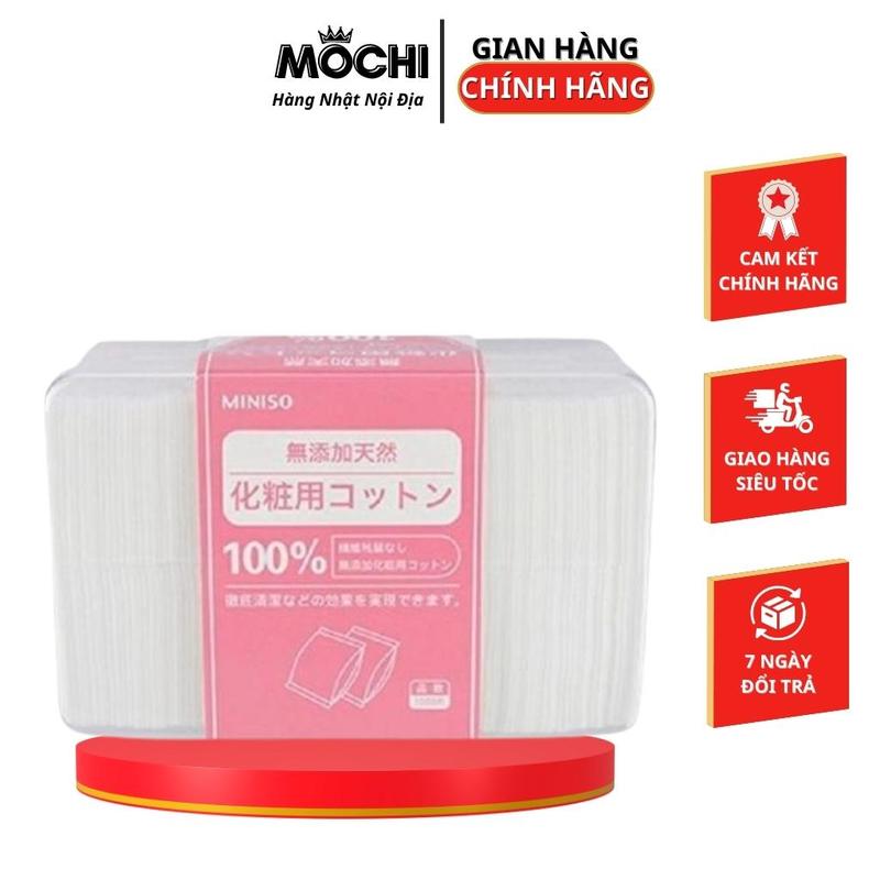 Bông Tẩy Trang Miniso Nhật Bản Hộp 1000 miếng, Chuyên dùng đắp nước hoa hồng,Lotion
