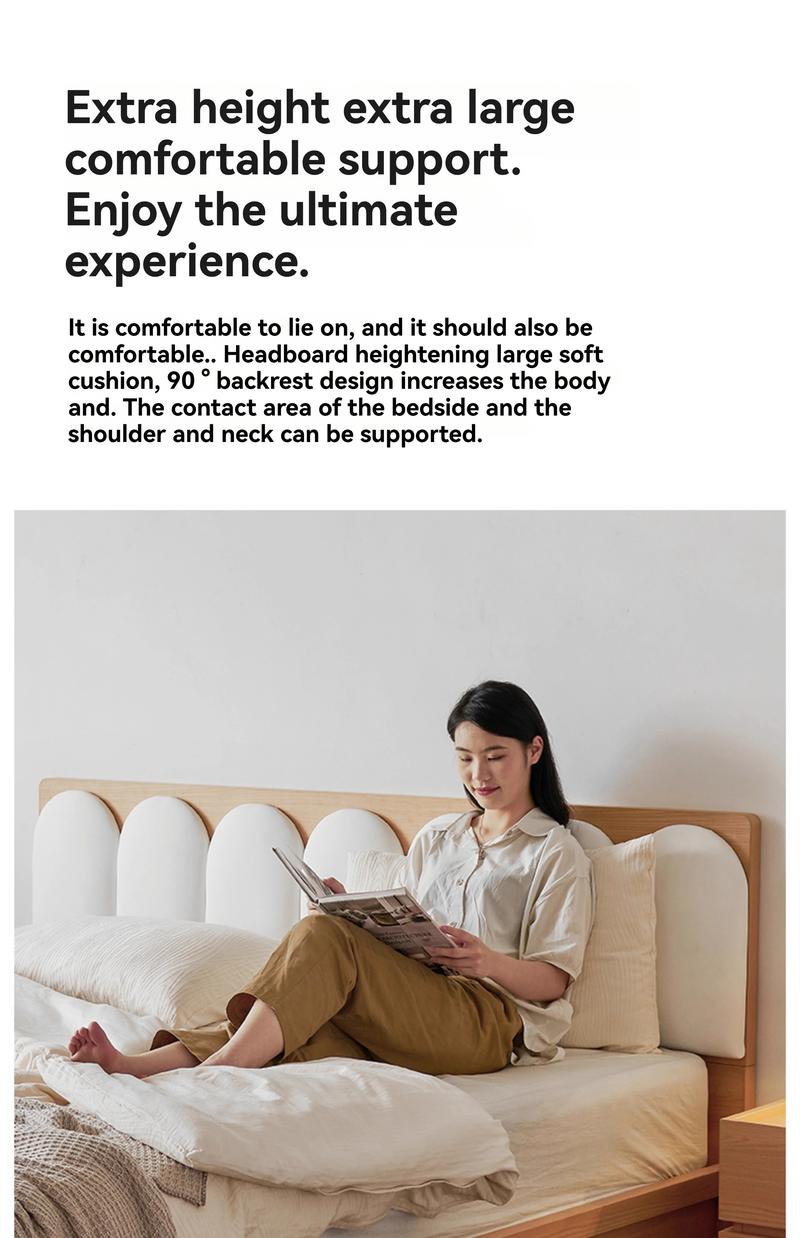 Product Introduction of [Pre Order] Pocket furniture, wooden wood, high air pressure box, storage bed, small-sized master bedroom, double bed, piano key, soft backrest box bed 29