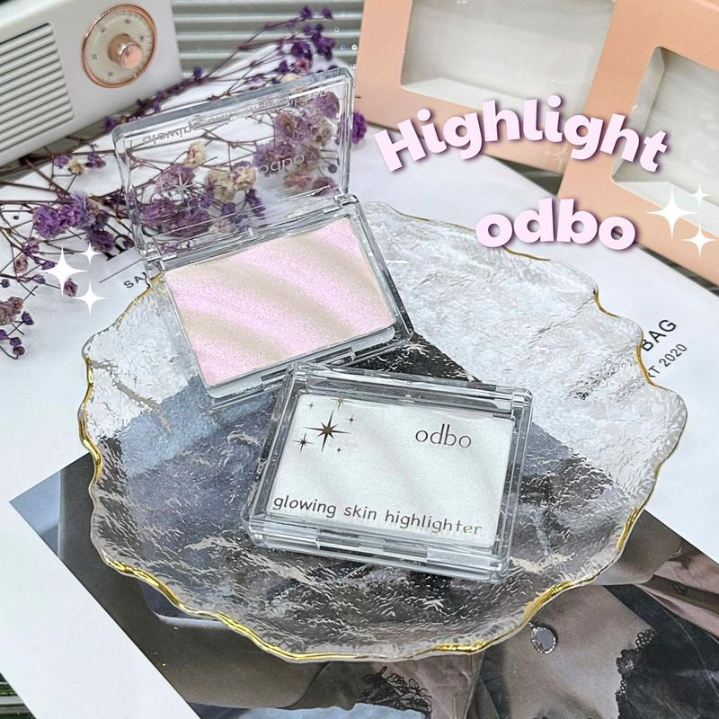 ODBO Phấn Bắt Sáng Highlight Odbo Họa Tiết Gợn Sóng Nhũ Trắng Ánh Hồng Tím 4.5g OD1304