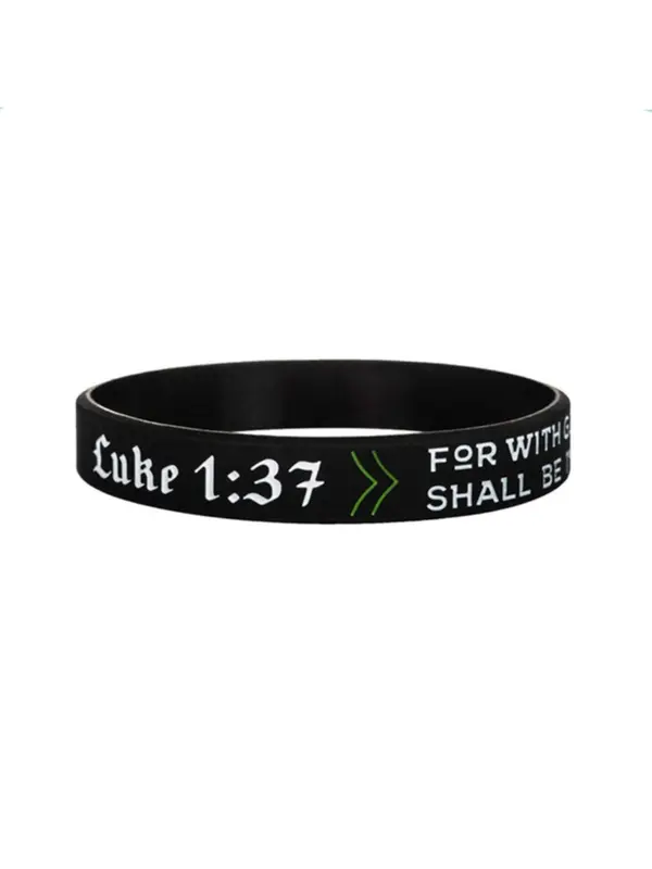 Christian Bible Verse Joshua Pattern Bangle for Women & Men, 2024 New Style Rubber Jewelry for Party, Daily Clothing Decor, Trendy Cool Female Accessories for Birthday Gift 5
