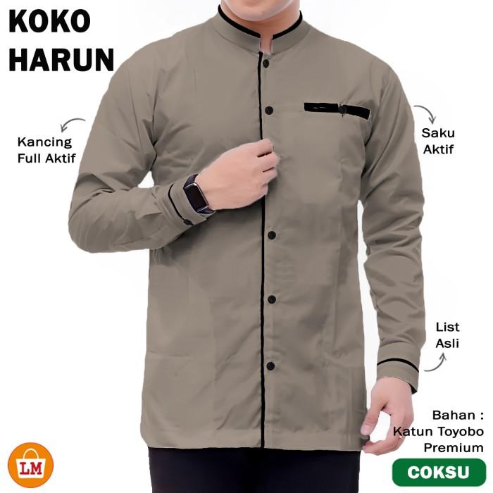 LPM 33158 KOKO HARUN Katun Toyobo Baju Koko Pria Muslim Lengan Panjang Size M - XXXL 1