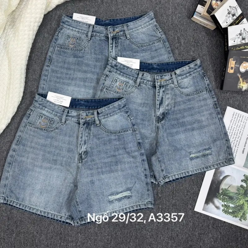 Quần jean cotton không giản sooc nữ từ 29-32 phom chữ A(50-62kg) tuỳ chiều cao - Có Túi - Pants, Women wide leg bò