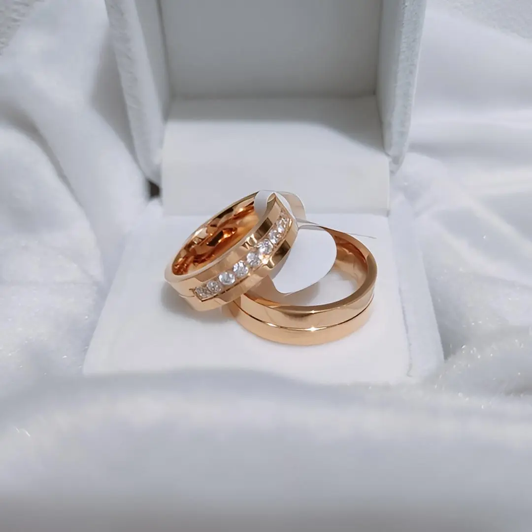 Cincin Couple Malthea Anti karat FREE box Stainless Steel pernikahan pertunangan Gold