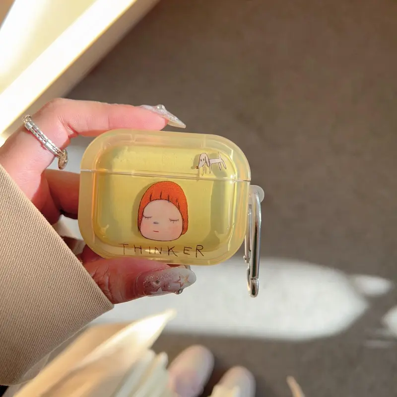 Cute Cartoon Girl Pattern Earphone Case, Shockproof Earphone Protective Cover, Earphone Accessories Compatible with AirPods Pro 1 2 3 4 4
