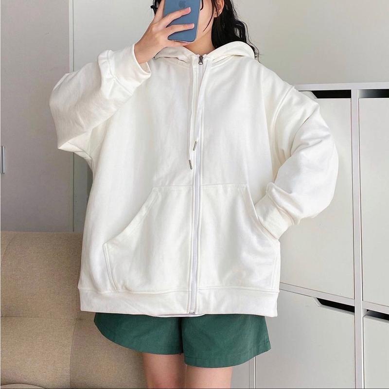 Product Introduction of Áo Hoodie Nữ Khoá Zip Trơn Unisex Form Rộng Chất Nỉ Cotton Áo Khoác Hoodie Nỉ Bông Phong Cách Hàn Quốc Oversize Có Size Bigsize 18
