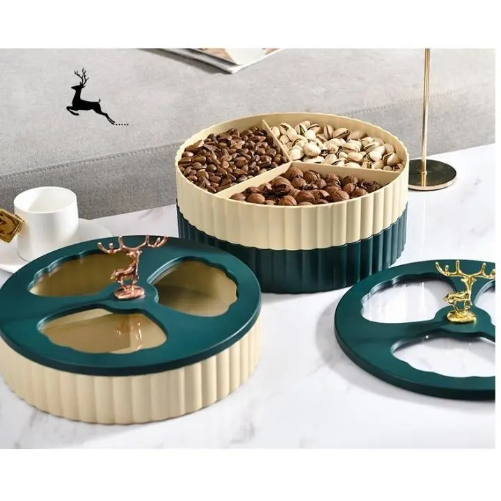 Khay Mứt Tết Hộp Bánh Kẹo Tết Cao Cấp, Sang Trọng, Hiện Đại Phong Cách Châu Âu, Khay Mứt Hươu Chống Bụi 4