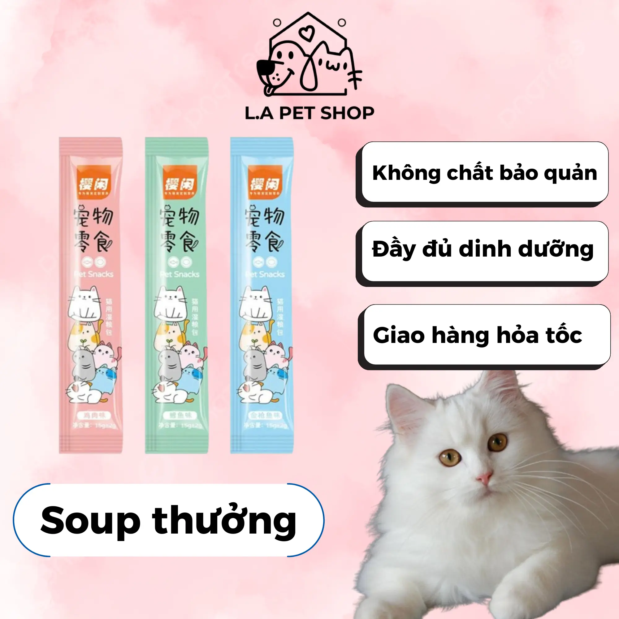 Soup thưởng cho mèo, soup thưởng dinh dưỡng, soup thưởng shizuka thanh 15g - L.A PETSHOP