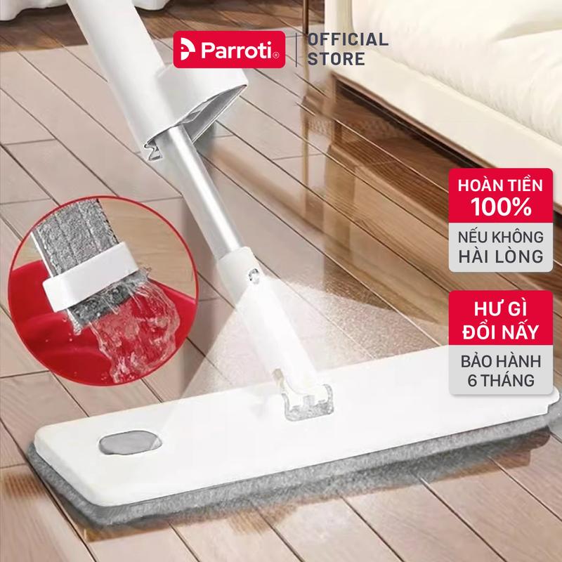 Cây Lau Nhà Tự Vắt Thông Minh Xoay 360 Độ, Chổi Lau Sàn Phun Sương 3 Trong 1 Parroti Simple SP02