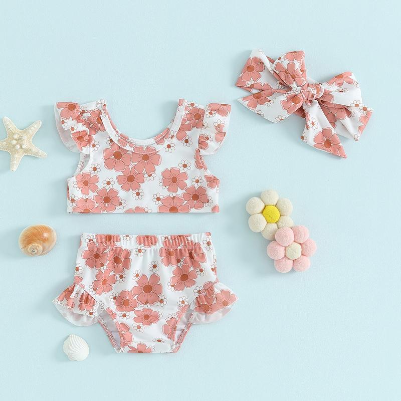 Product Introduction of Toddler Girls Three Piece Swimsuits Fly Sleeve Bikini Set Beachwear Summer Bathing Suits,Cute,Soft,Comfortable,Fitted,High-quality,Fashion,Elastic,Daily Wear,6-24 Months,2-3 Years 36