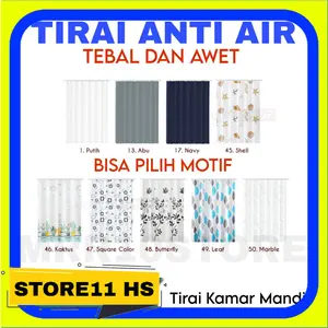 Tirai Kamar Mandi Anti Air Tebal 180x180 Shower Curtain Premium Bahan PEVA