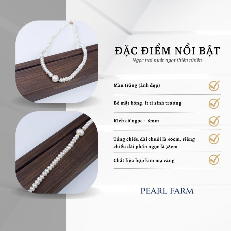 Chuỗi Vòng Cổ Ngọc Trai Hạt Bắp Mix Viên Chủ Pearl Farm 2