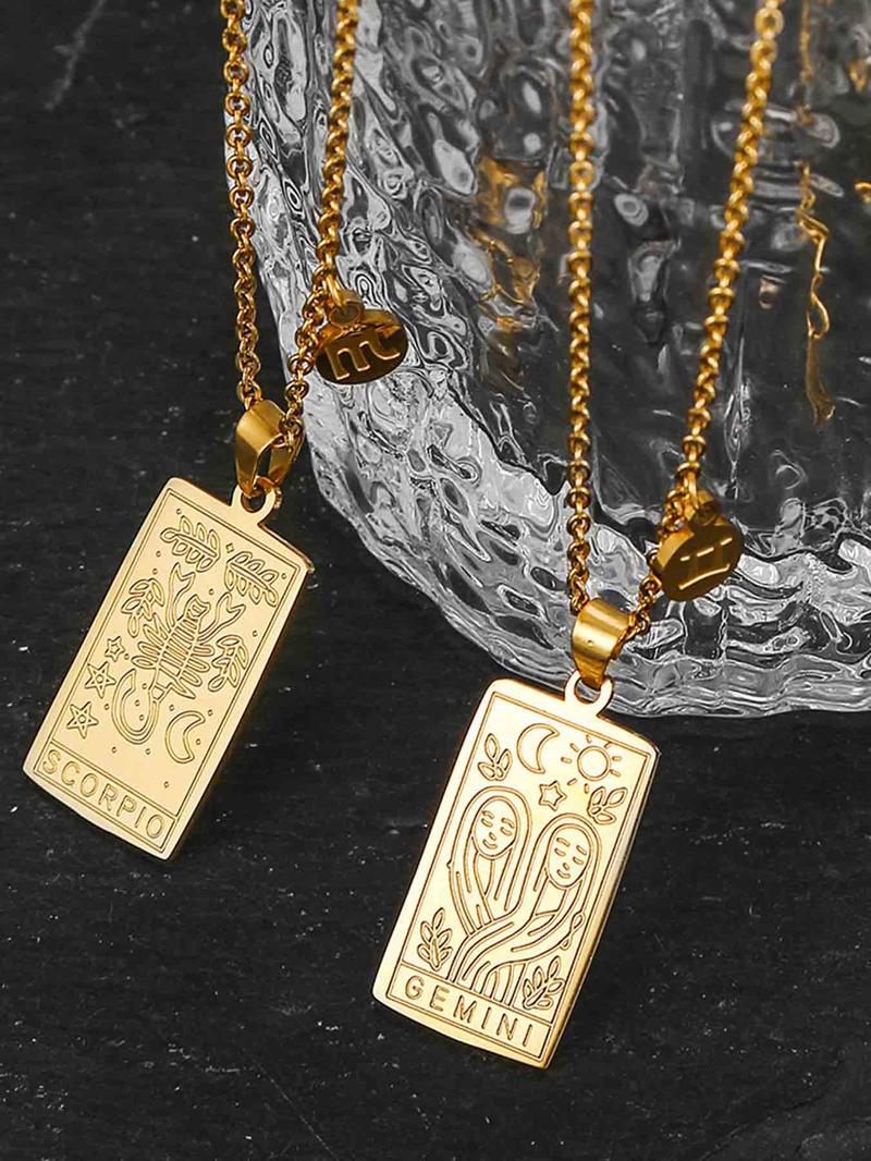 Product Introduction of Constellation Design Pendant Necklace for Women, Stainless Steel Jewelry for Party, Daily Clothing Decor, Trendy All-match & Exquisite Jewelry for Birthday Gift 3