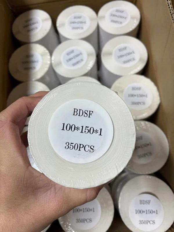 COMBO 10 CUỘN Giấy in nhiệt A6 cuộn 350 tờ 100x150mm,Giấy in đơn hàng, decal in nhiệt 3 lớp có sẵn keo dán tự dính chống nước