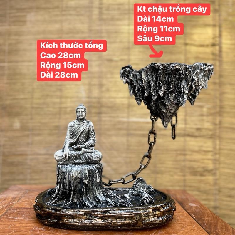 Đảo bay Tiểu cảnh đảo bay “Bình An” có đầy đủ tượng phật dùng để trồng cây bonsai mini. tiểu  cảnh
