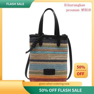 Beg Tenunan, Penyekat Warna, Untuk Wanita, Trend Fesyen, Tenunan Jerami, Beg Telefon, Gaya Korea, Niche, Beg Selempang Mudah, Ketibaan Baru untuk Musim Panas 2025 Bags Handbags bags of tiktok