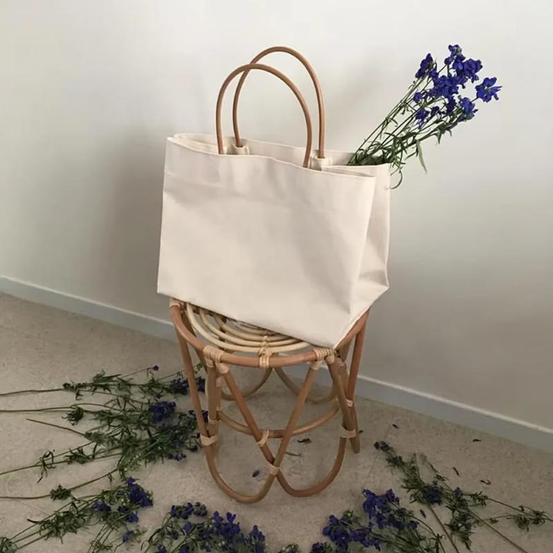 White Black Shoulder Bag Classic Canvas Books Storage Handbag Snap Fastener Tote Bolso Student Books Storage Bags Bolsa Femimina 2
